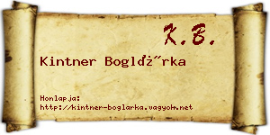 Kintner Boglárka névjegykártya